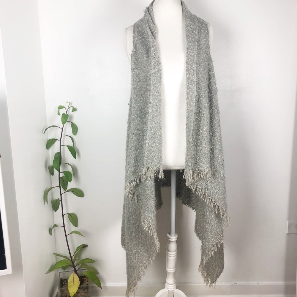 Francesca’s Boucle Flyaway Vest Long Cardigan Dust